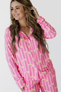 Pink Stripe Butter Women's Long Sleeve Set