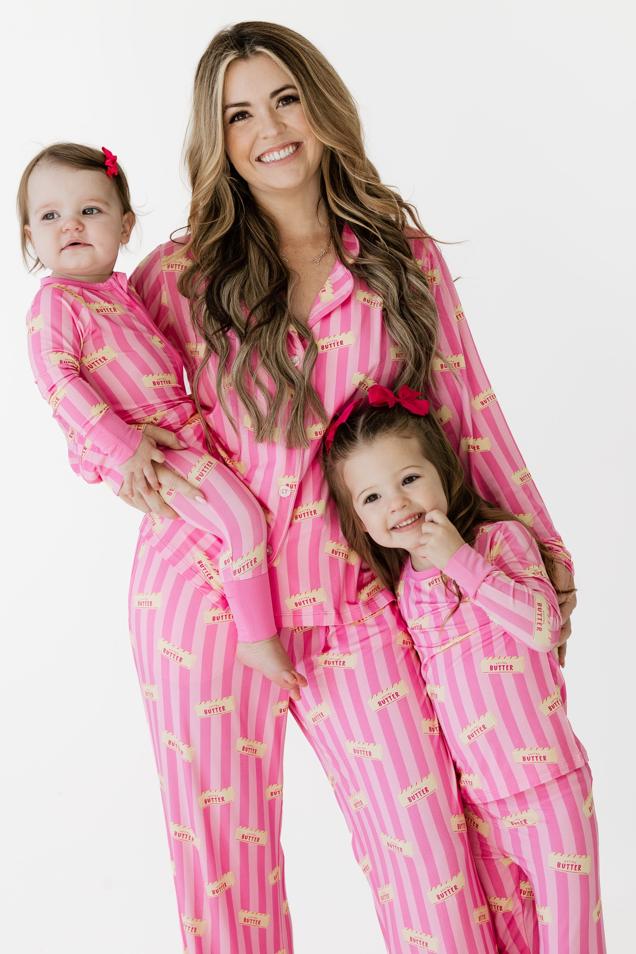 Pink Stripe Butter Women's Long Sleeve Set