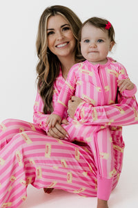 Pink Stripe Butter Women's Long Sleeve Set