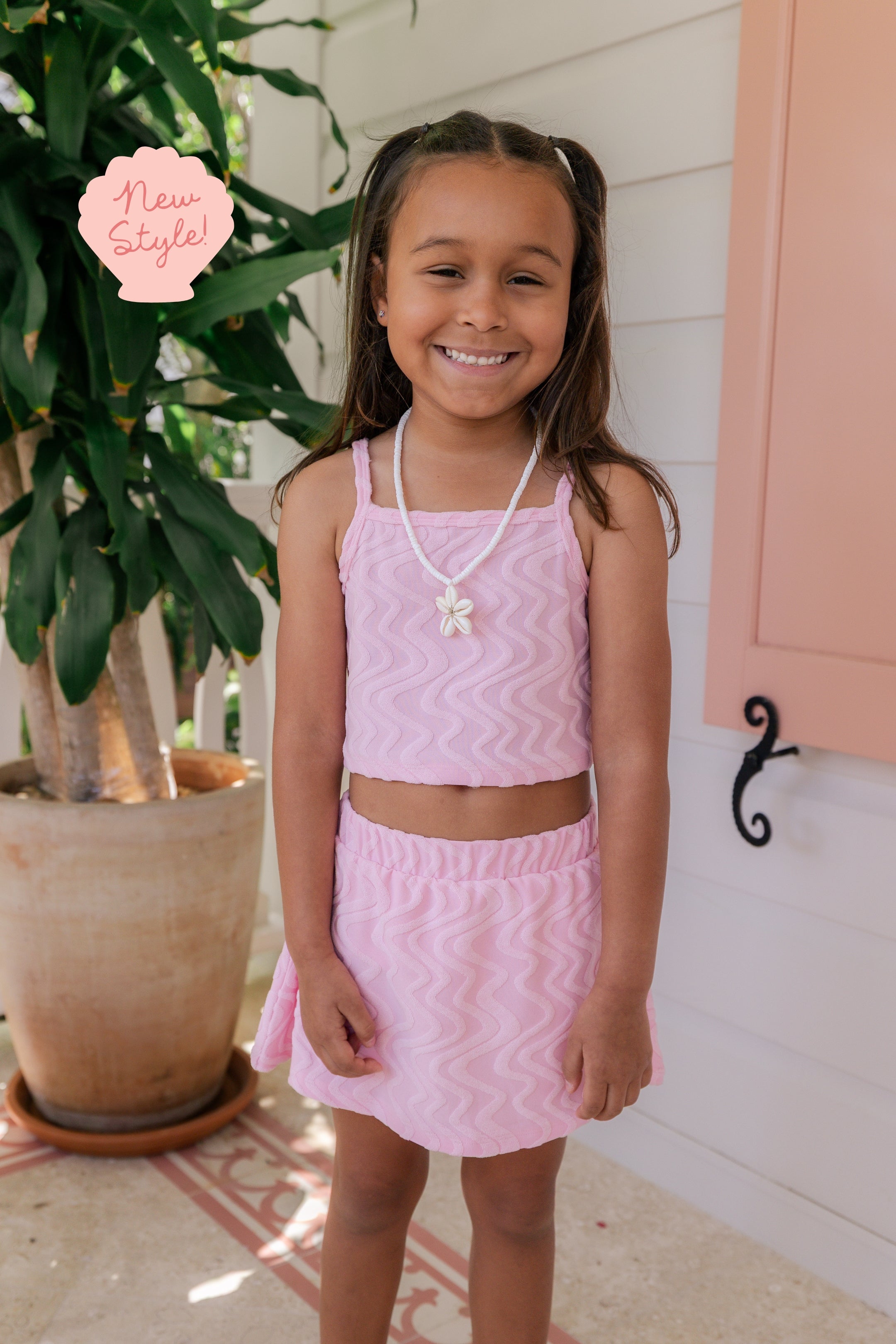 Pink Wave Terry Tank Skort Set