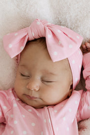 Pink and White Polka Dot Headband