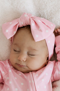 Pink and White Polka Dot Headband