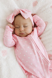 Pink and White Polka Dot Headband