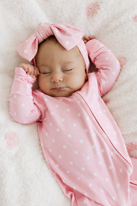 Pink and White Polka Dot Headband