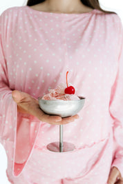 Pink and White Polka Dot Women's Relaxed Sleeve Set