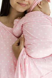 Pink and White Polka Dot Women's Relaxed Sleeve Set