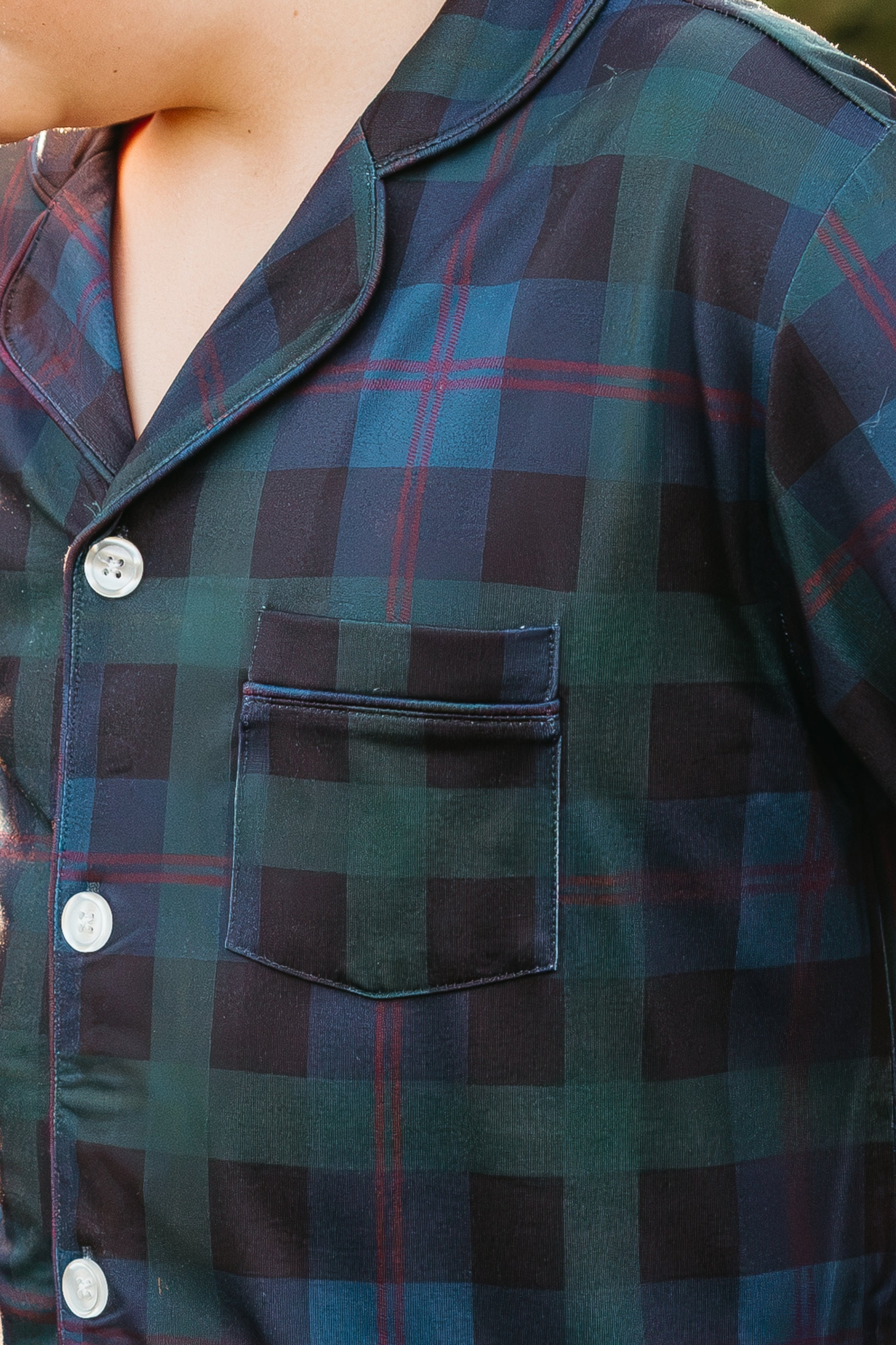 Dark Blue Plaid Kids' Long Sleeve Button Up Set - IMJ x Sarah Knuth