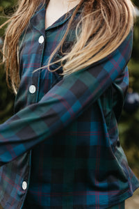 Dark Blue Plaid Girls' Long Sleeve Ruffle Flare Set - IMJ x Sarah Knuth