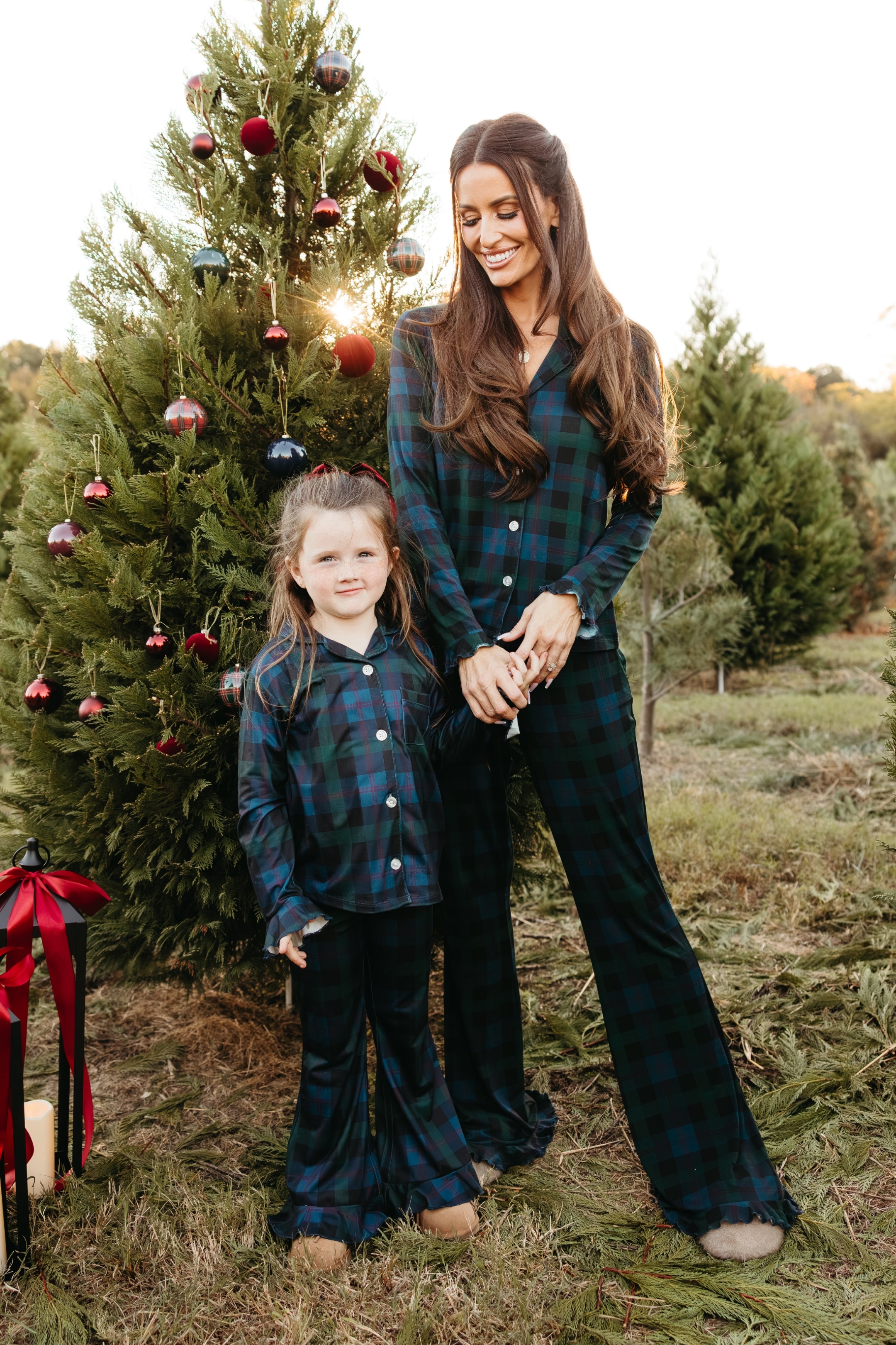 Dark Blue Plaid Girls' Long Sleeve Ruffle Flare Set - IMJ x Sarah Knuth
