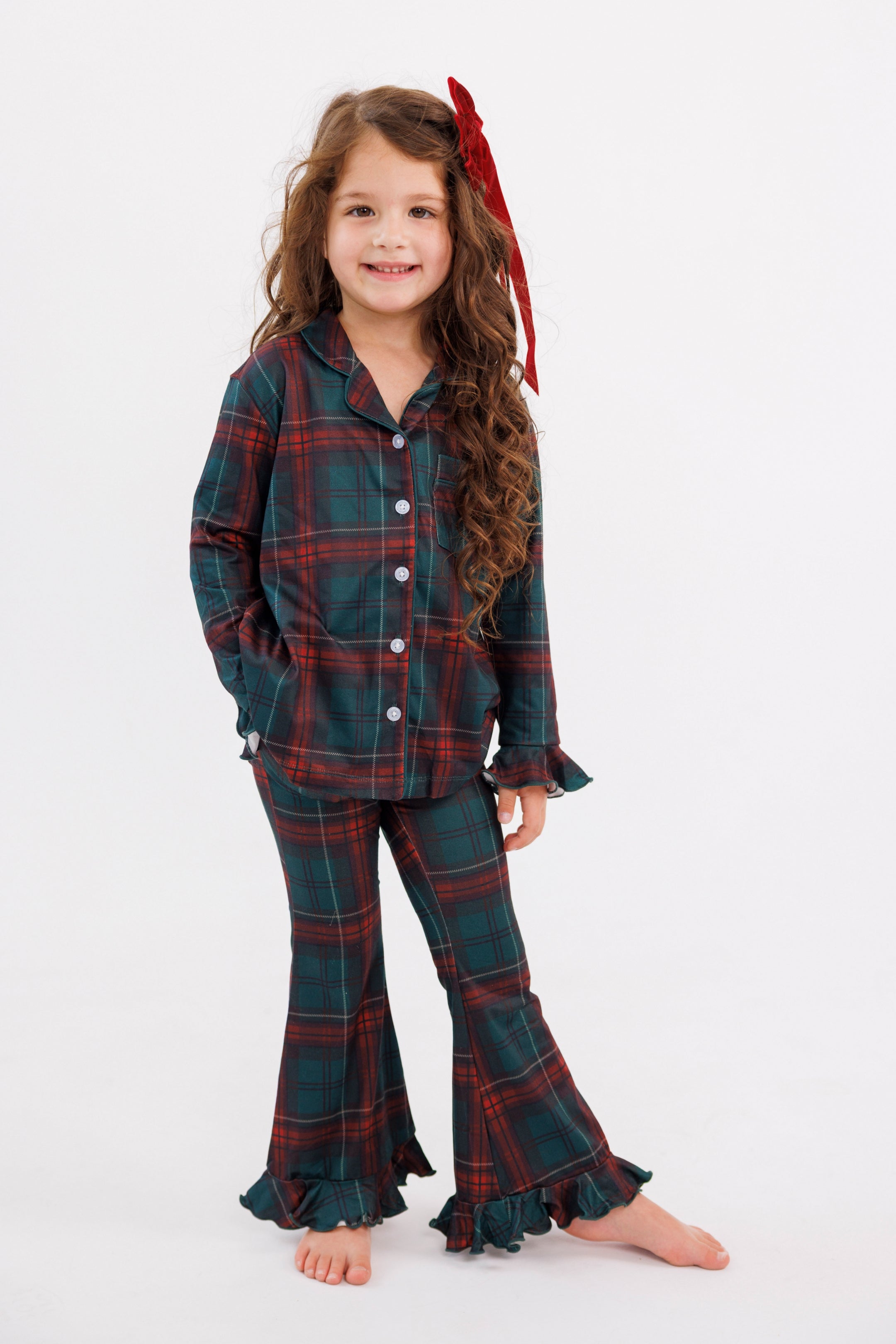 Holiday Heritage Plaid Girls' Long Sleeve Ruffle Flare Set