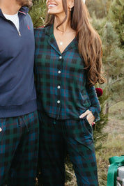 Dark Blue Plaid Women's Long Sleeve Ruffle Set - IMJ x Sarah Knuth