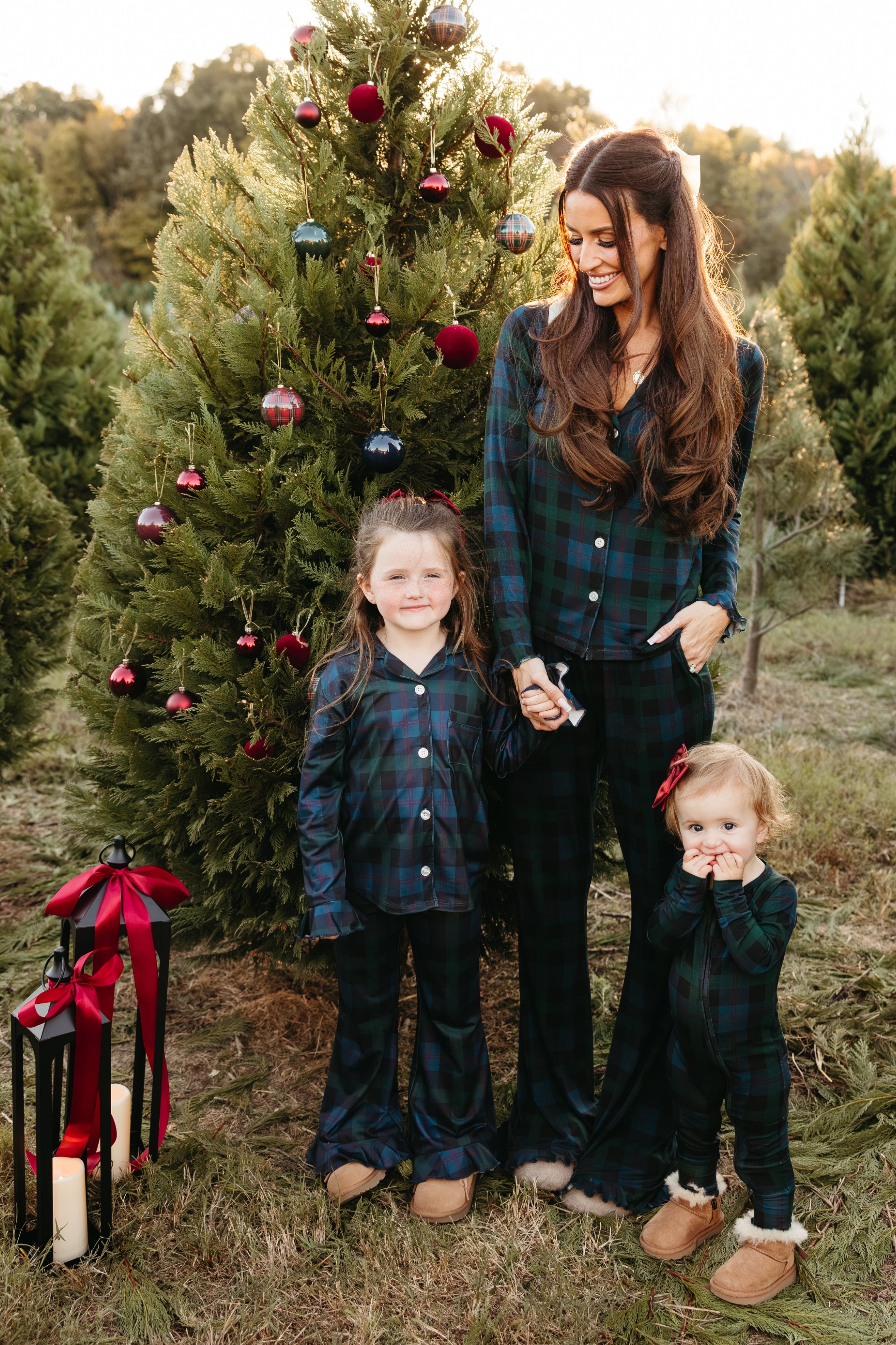 Dark Blue Plaid Women's Long Sleeve Ruffle Set - IMJ x Sarah Knuth