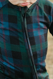 Dark Blue Plaid Zipper Romper - IMJ x Sarah Knuth
