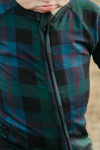 Dark Blue Plaid Zipper Romper - IMJ x Sarah Knuth