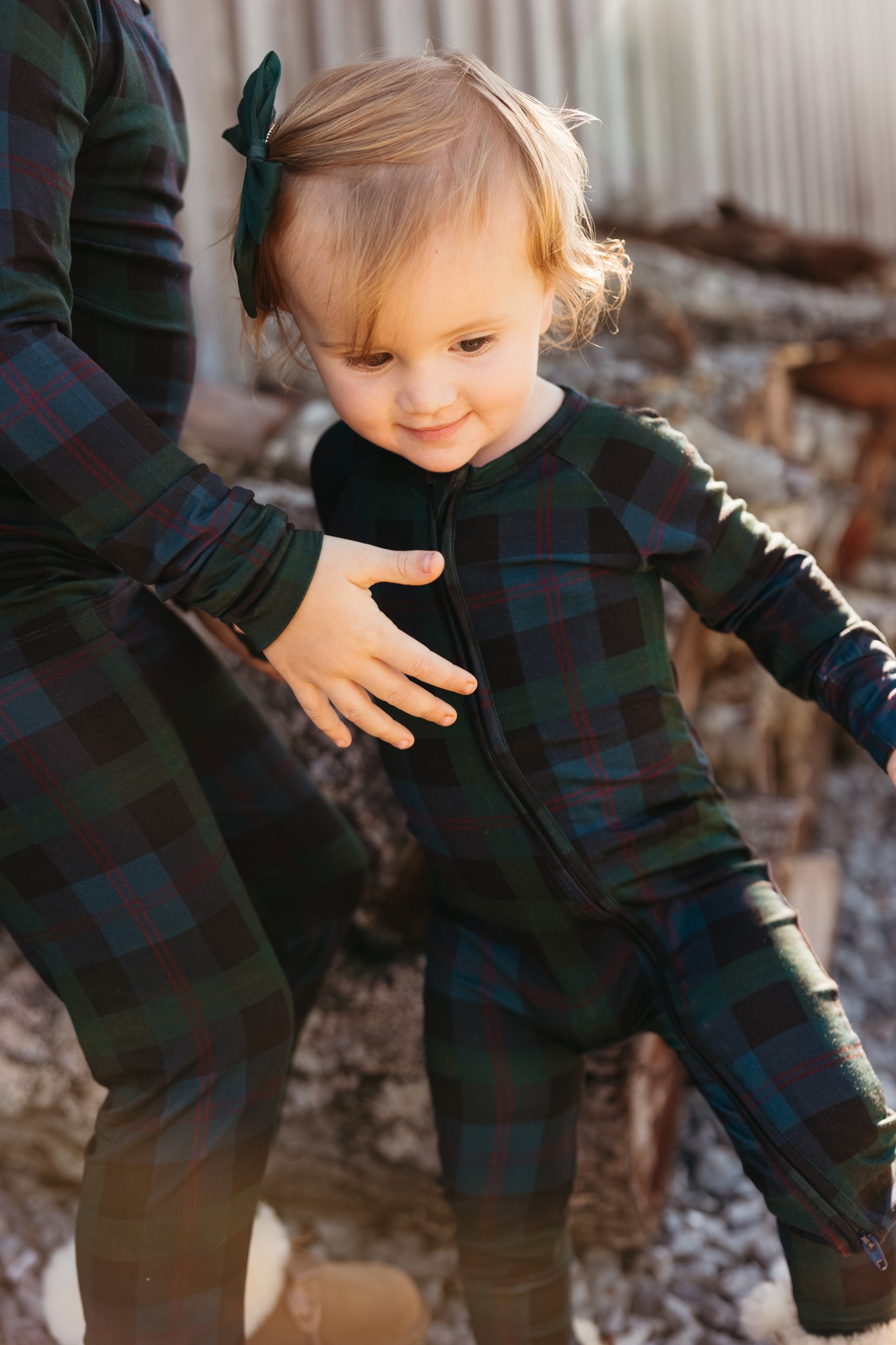 Dark Blue Plaid Zipper Romper - IMJ x Sarah Knuth
