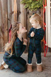 Dark Blue Plaid Zipper Romper - IMJ x Sarah Knuth
