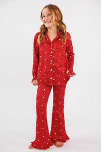 Ruby Polka Dot Girls' Long Sleeve Ruffle Flare Set