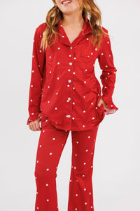 Ruby Polka Dot Girls' Long Sleeve Ruffle Flare Set