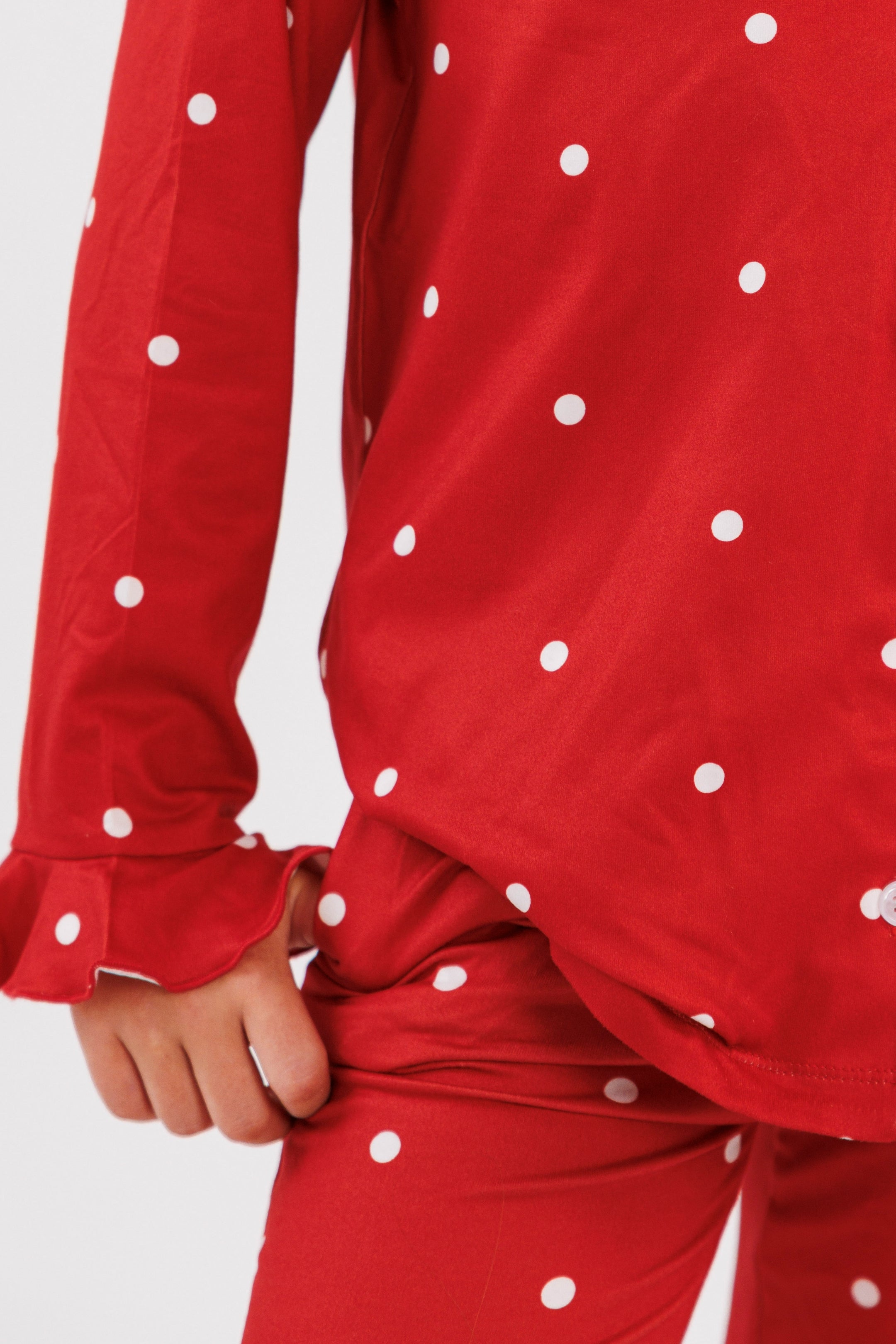 Ruby Polka Dot Girls' Long Sleeve Ruffle Flare Set