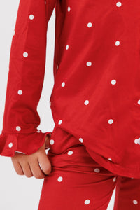Ruby Polka Dot Girls' Long Sleeve Ruffle Flare Set
