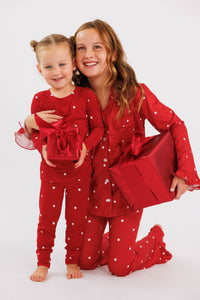Ruby Polka Dot Girls' Long Sleeve Ruffle Flare Set