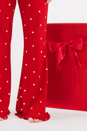Ruby Polka Dot Women's Long Sleeve Ruffle Set - Pre Order Ships 10/5