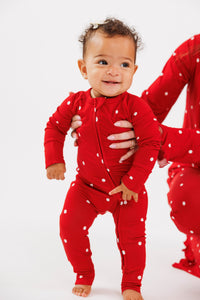 Ruby Polka Dot Zipper Romper