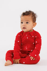 Ruby Polka Dot Zipper Romper
