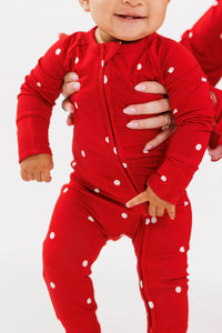 Ruby Polka Dot Zipper Romper