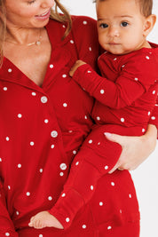 Ruby Polka Dot Zipper Romper