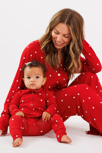 Ruby Polka Dot Zipper Romper