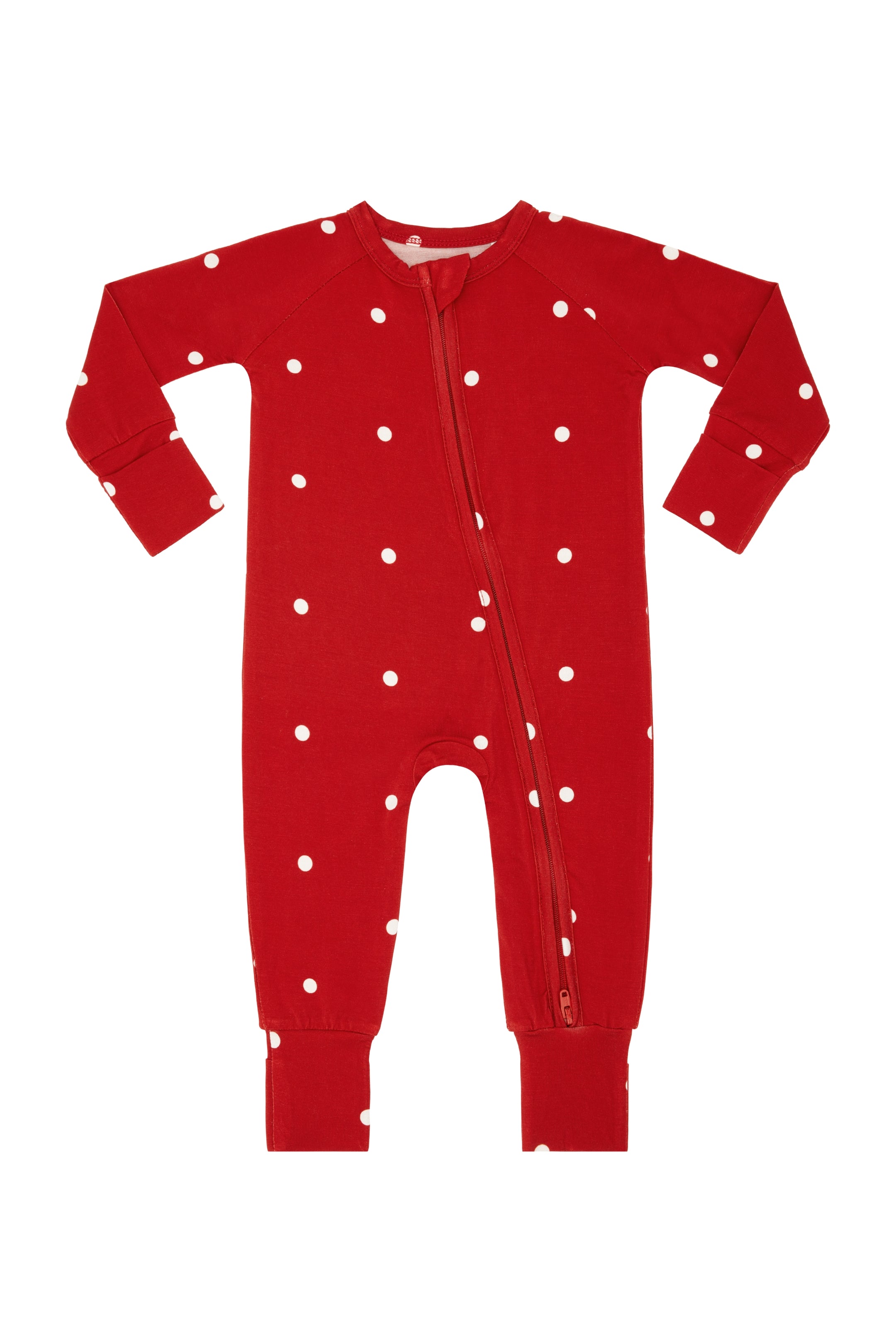 Ruby Polka Dot Zipper Romper