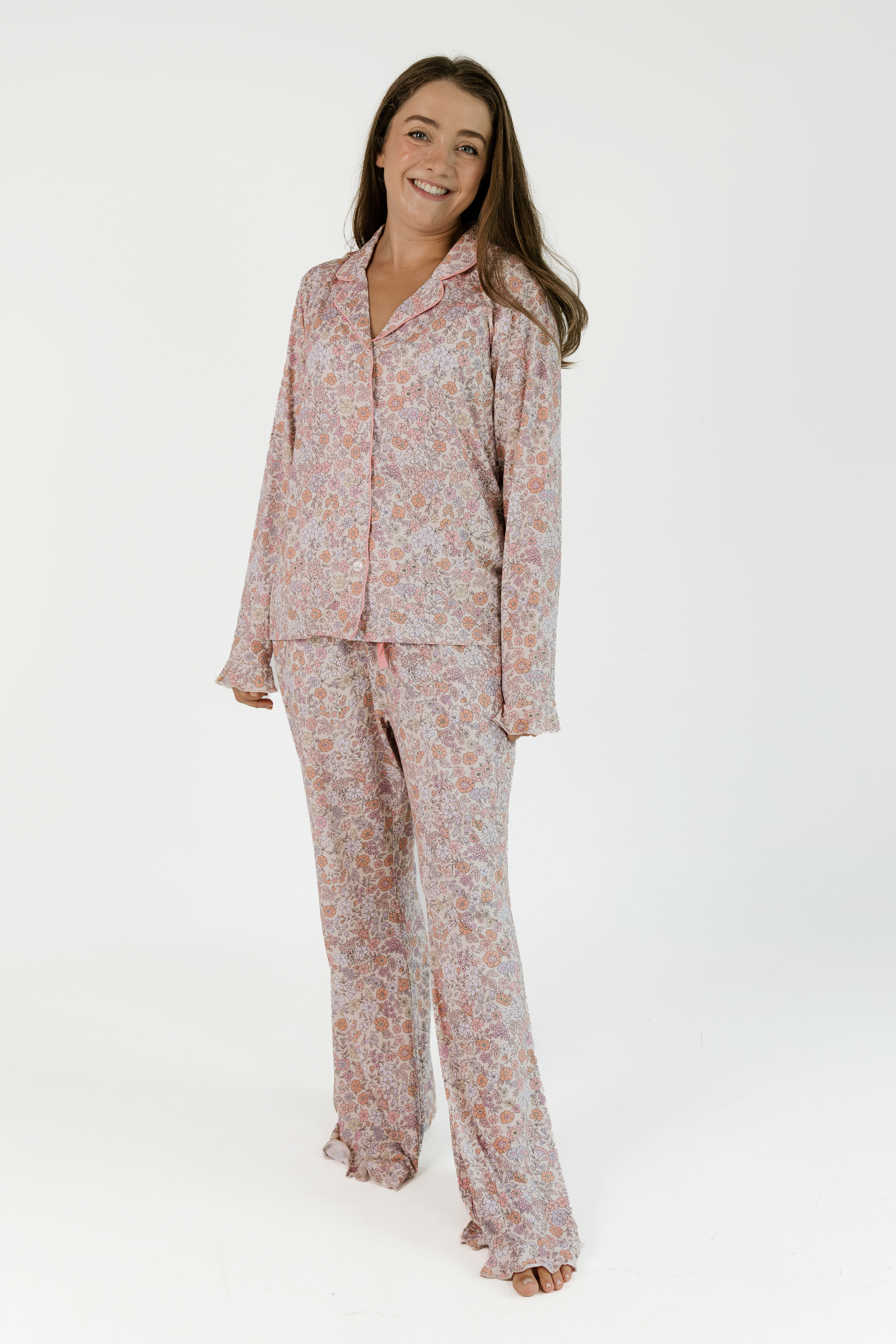 Poppy Floral Women's Long Sleeve Ruffle Set