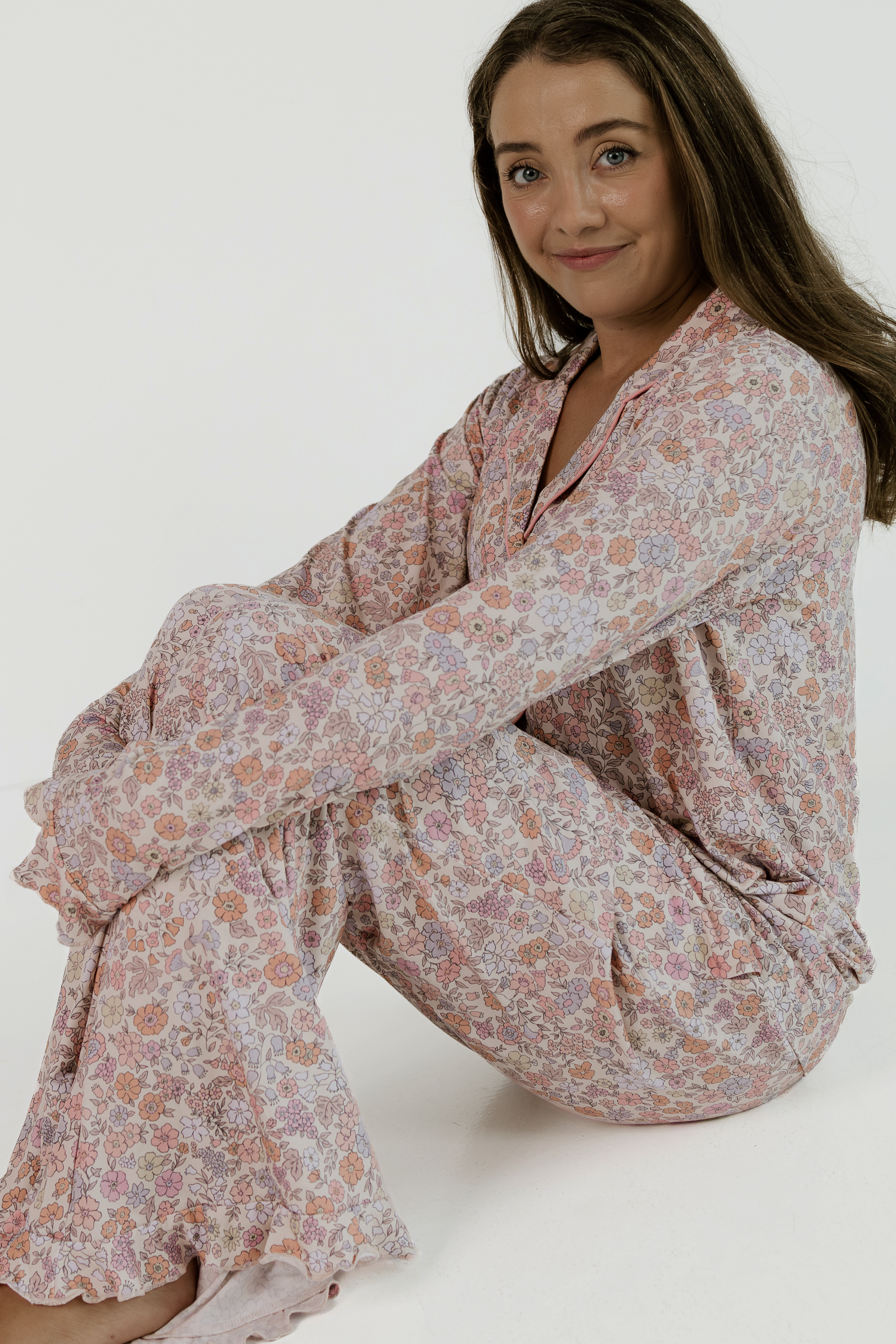 Poppy Floral Women's Long Sleeve Ruffle Set