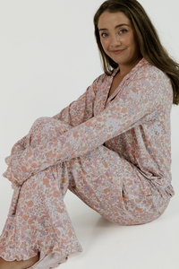Poppy Floral Women's Long Sleeve Ruffle Set
