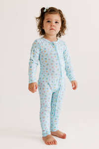 Poppy Blue Zipper Romper