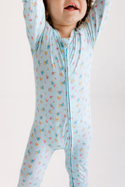 Poppy Blue Zipper Romper
