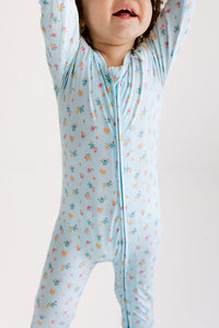 Poppy Blue Zipper Romper