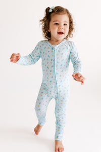 Poppy Blue Zipper Romper