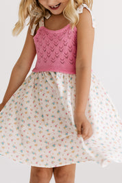 Poppy White Knit Twirl Dress