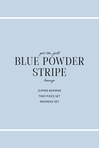 Powder Blue Stripe Zipper Romper