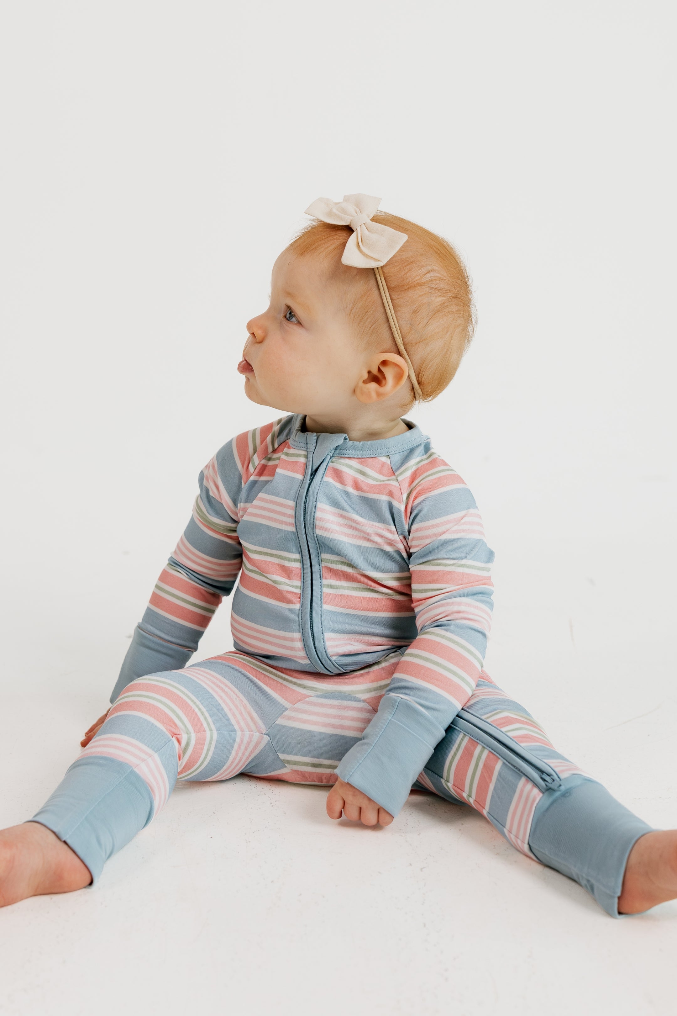 Sadie Stripes Zipper Romper | Bamboo Baby Pajamas | In My Jammers