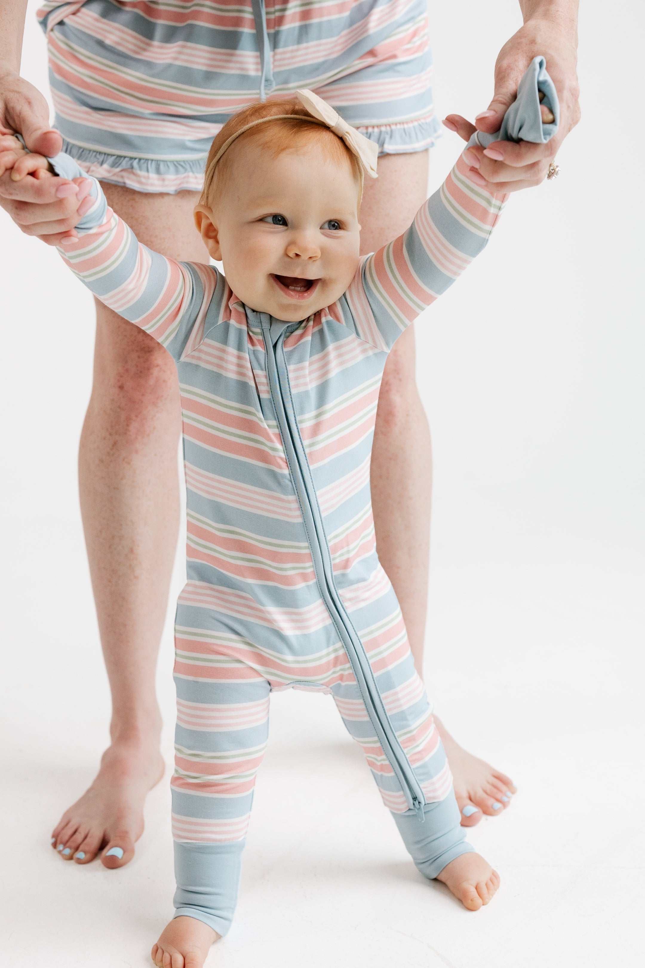 Sadie Stripes Zipper Romper | Bamboo Baby Pajamas | In My Jammers