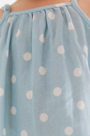 Sea Blue Polka Dot Bubble Romper