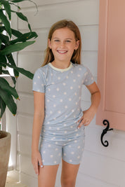 Sea Blue Polka Dot Two Piece Short Set
