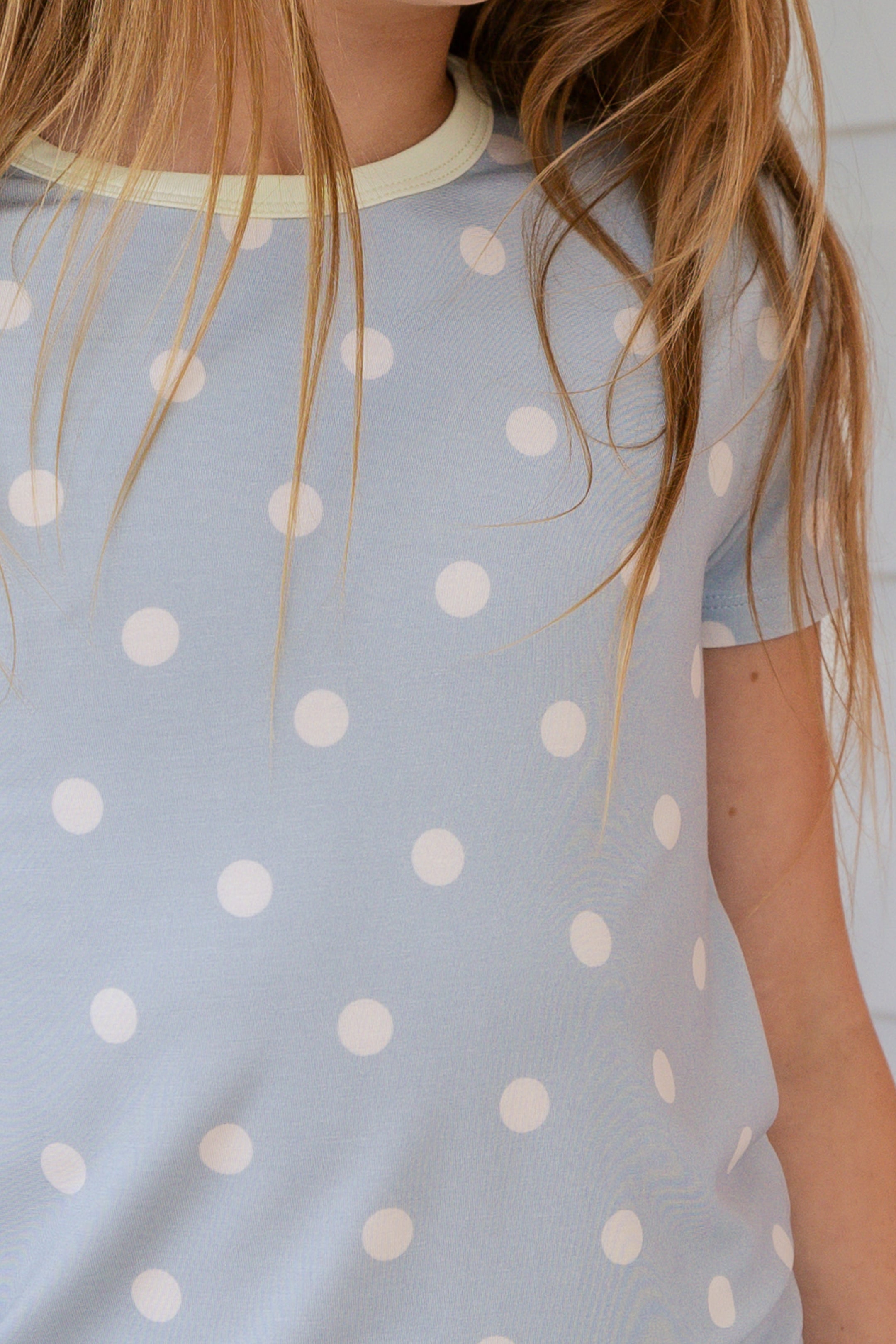 Sea Blue Polka Dot Two Piece Short Set
