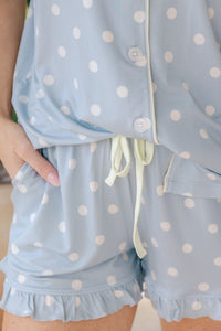 Sea Blue Polka Dot Women's Short Set