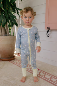 Sea Blue Polka Dot Zipper Romper
