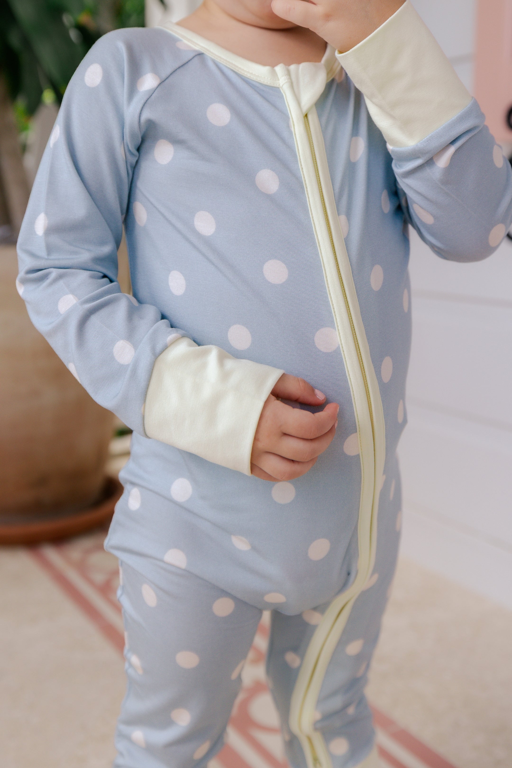Sea Blue Polka Dot Zipper Romper