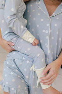 Sea Blue Polka Dot Zipper Romper